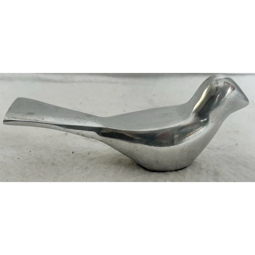 MCM Bird Silver Plate Figurine Paperweight Minamalist Vintage Teacher Gift
